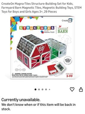 Limited edition barn Magna Tiles. Like new (no box).